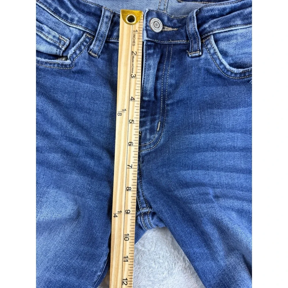 Flying‎ Monkey Jeans Womens 27 Blue Straight Leg Raw Hem Stretch Distressed